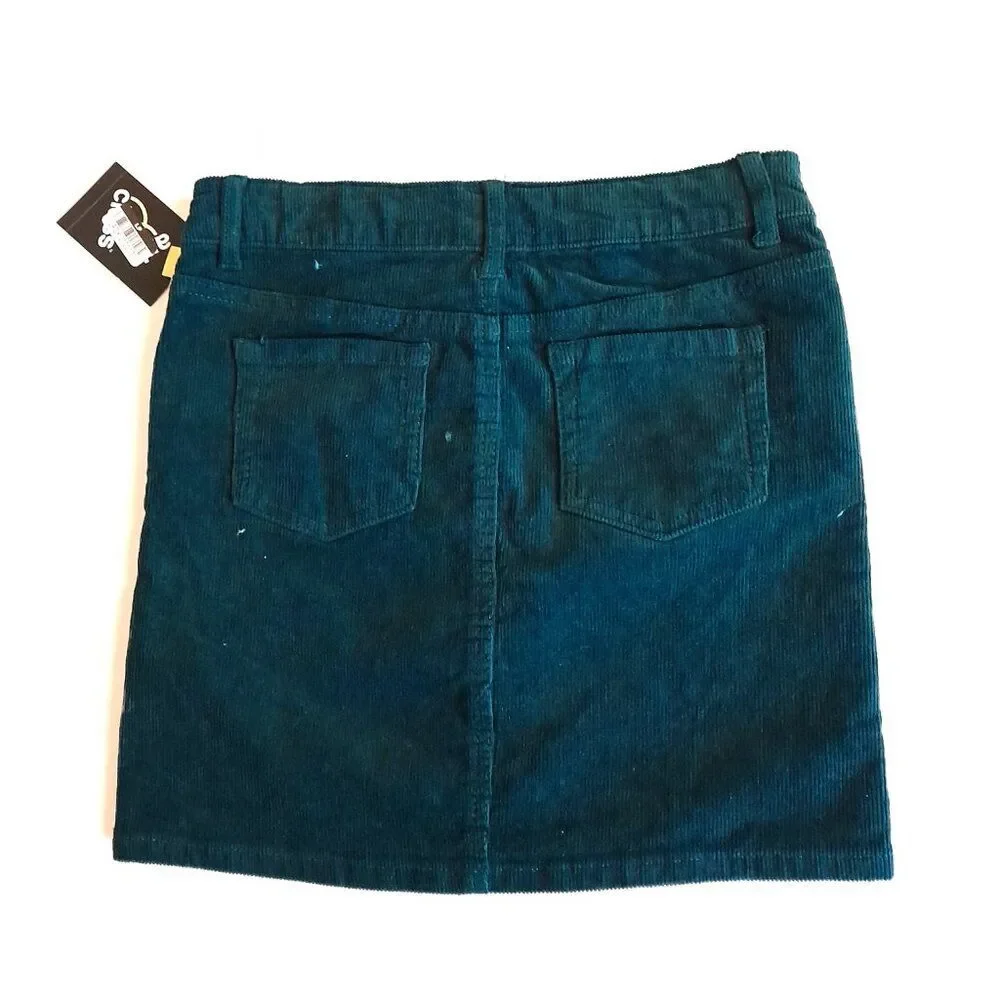 Art Class Girls Adventure Teal Mini Skirt Corduroy Adjustable Size Large